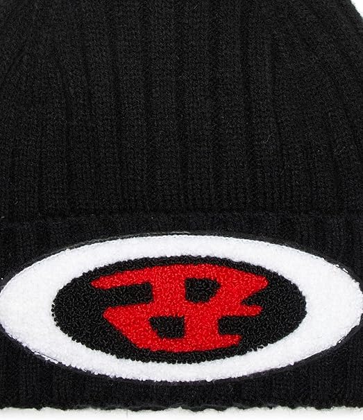 DIESEL ブラック　ニット帽 K-CODER-H 2X2 : Ribbed beanie with logo patch | Diesel